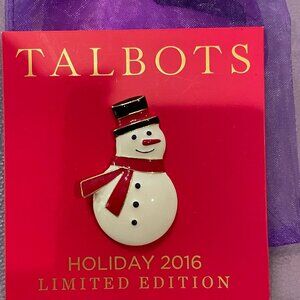 NWT RETIRED Limited Edition Talbots Holiday Snowman Pin/Pendant